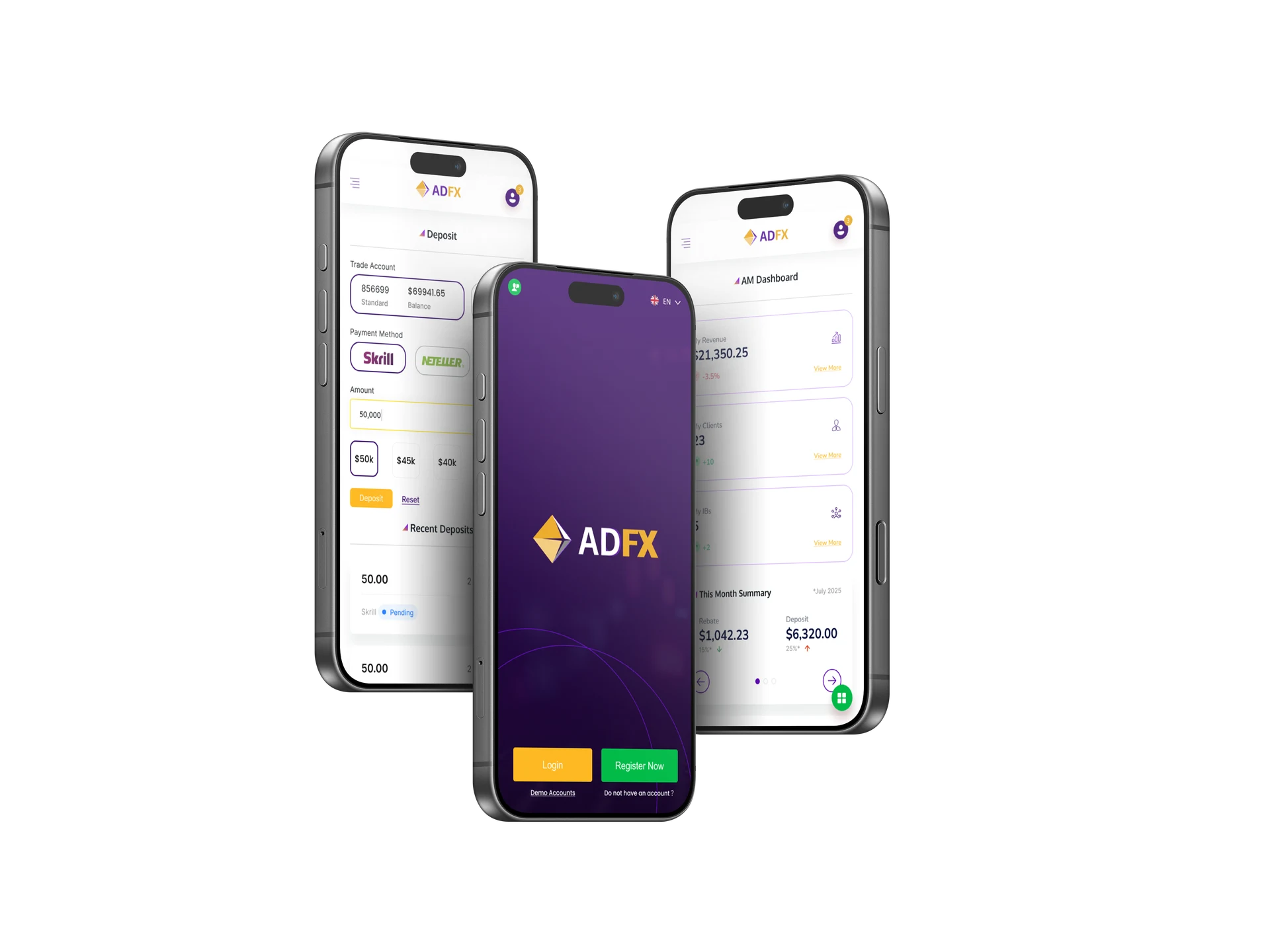ADFX App 手机账户管理界面